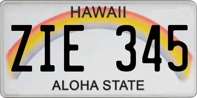 HI license plate ZIE345