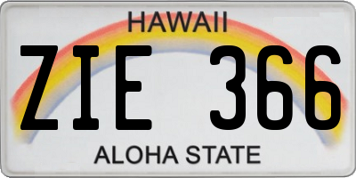 HI license plate ZIE366