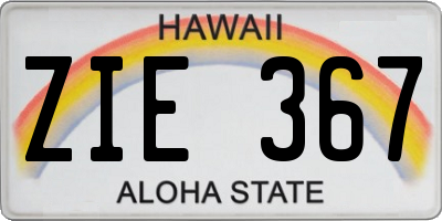 HI license plate ZIE367