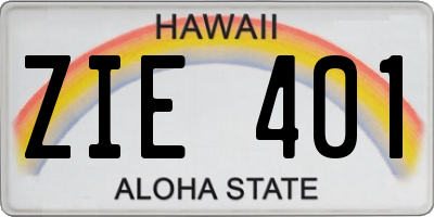 HI license plate ZIE401
