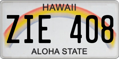 HI license plate ZIE408