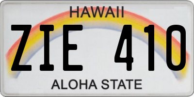 HI license plate ZIE410