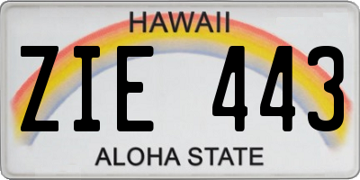 HI license plate ZIE443