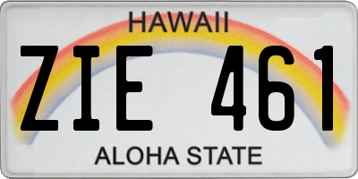 HI license plate ZIE461