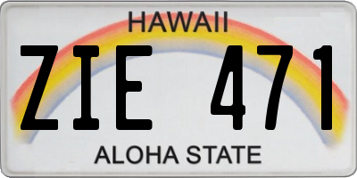HI license plate ZIE471