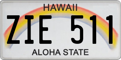 HI license plate ZIE511
