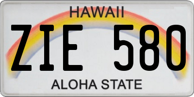 HI license plate ZIE580