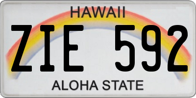 HI license plate ZIE592
