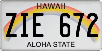 HI license plate ZIE672