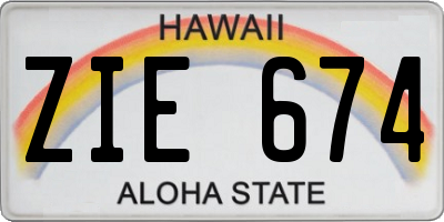 HI license plate ZIE674