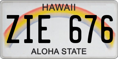 HI license plate ZIE676