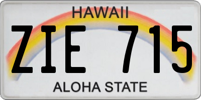 HI license plate ZIE715