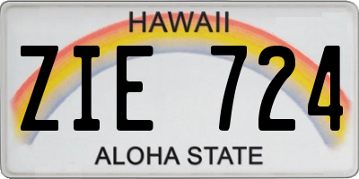 HI license plate ZIE724