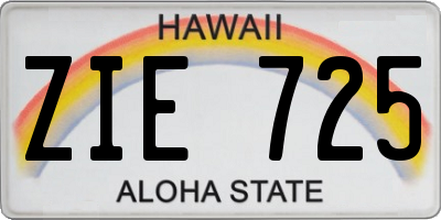 HI license plate ZIE725