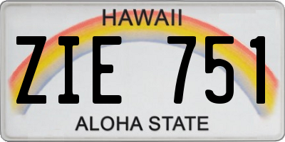 HI license plate ZIE751