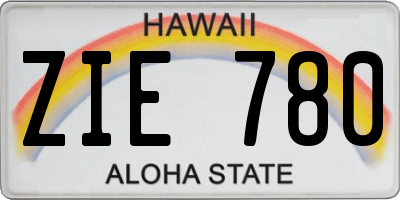 HI license plate ZIE780