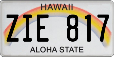 HI license plate ZIE817