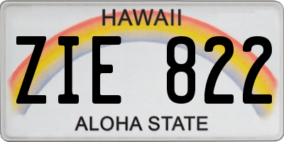 HI license plate ZIE822