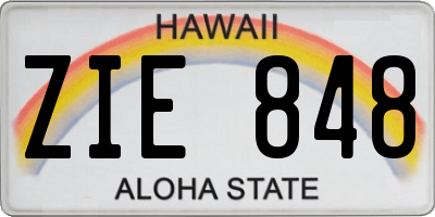 HI license plate ZIE848