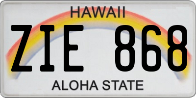 HI license plate ZIE868