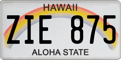 HI license plate ZIE875