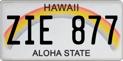 HI license plate ZIE877
