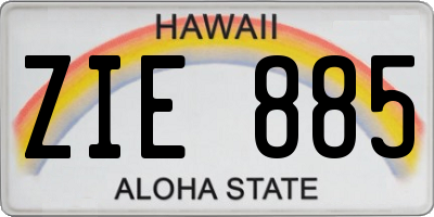 HI license plate ZIE885