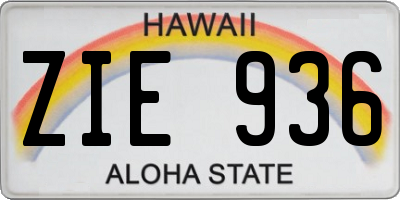 HI license plate ZIE936