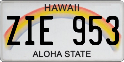 HI license plate ZIE953