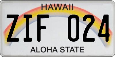 HI license plate ZIF024