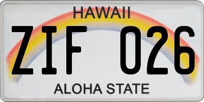 HI license plate ZIF026
