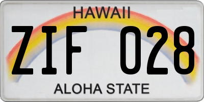 HI license plate ZIF028