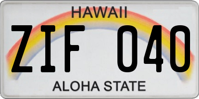 HI license plate ZIF040