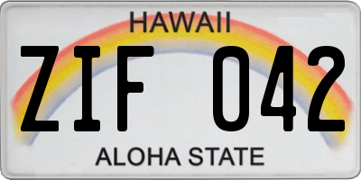 HI license plate ZIF042
