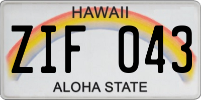 HI license plate ZIF043