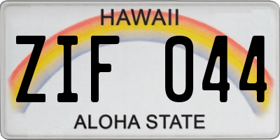 HI license plate ZIF044