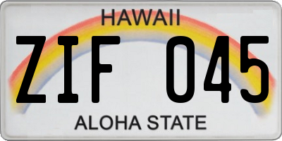 HI license plate ZIF045