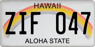 HI license plate ZIF047