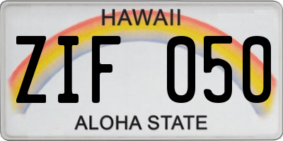 HI license plate ZIF050