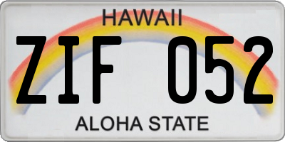 HI license plate ZIF052