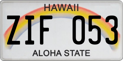 HI license plate ZIF053