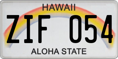 HI license plate ZIF054
