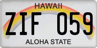 HI license plate ZIF059