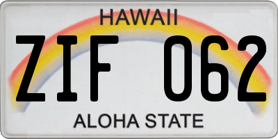 HI license plate ZIF062