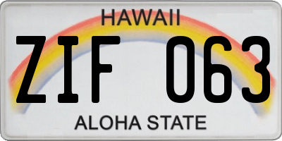 HI license plate ZIF063