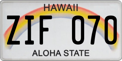 HI license plate ZIF070