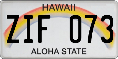 HI license plate ZIF073