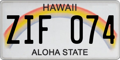 HI license plate ZIF074