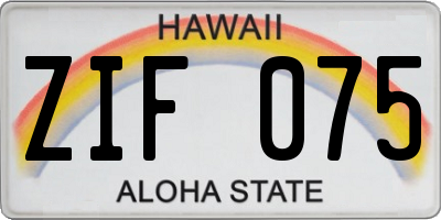 HI license plate ZIF075