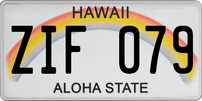 HI license plate ZIF079